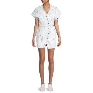 IRO Paris NEW Meuzal Abstract Denim Dress Retro 1980s White